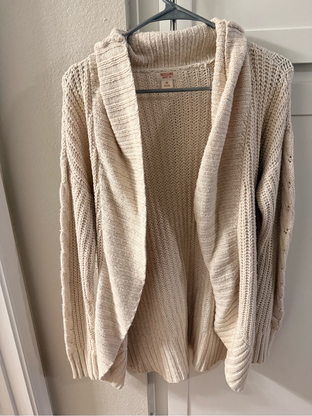 Mossimo Supply Co. Cream Hooded Open-Front Knit Cardigan Cottagecore
